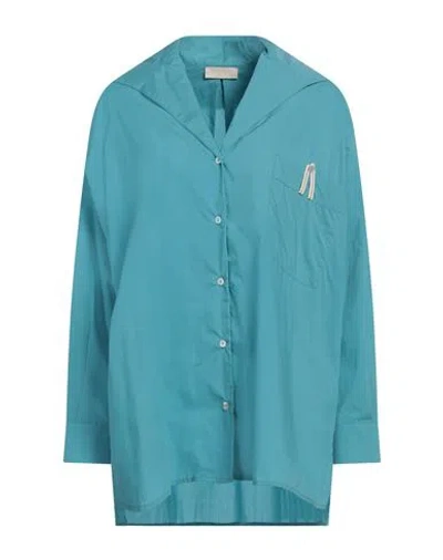 Momoní Woman Shirt Azure Size 6 Cotton In Blue