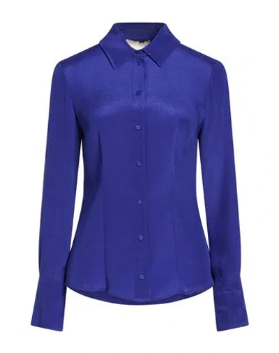 Momoní Woman Shirt Bright Blue Size 2 Acetate, Silk