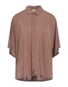 Momoní Woman Shirt Camel Size 8 Viscose, Polyamide, Polyester, Elastane In Beige