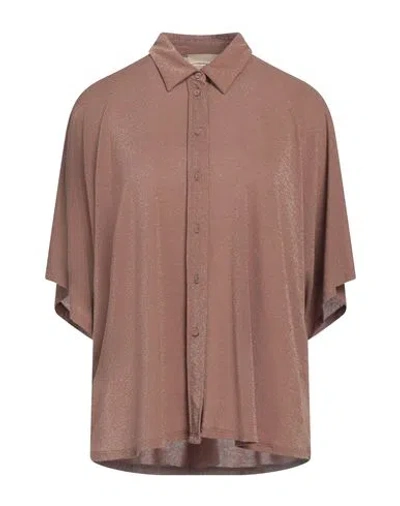 Momoní Woman Shirt Camel Size 8 Viscose, Polyamide, Polyester, Elastane In Beige
