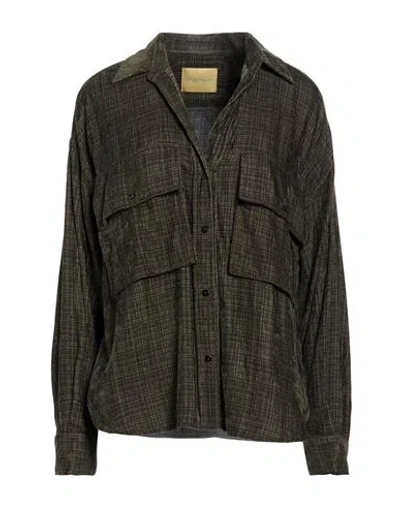 Momoní Woman Shirt Dark Green Size 8 Viscose In Animal Print