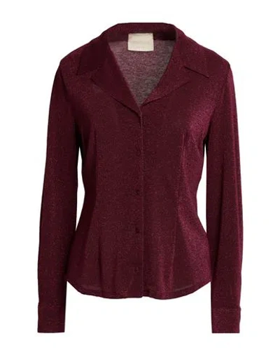 Momoní Woman Shirt Garnet Size 4 Polyester, Viscose, Polyamide, Metallic Polyester, Elastane In Red