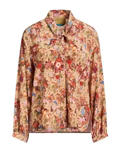Momoní Woman Shirt Light Brown Size 8 Silk In Multi
