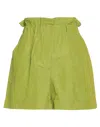 Momoní Woman Shorts & Bermuda Shorts Green Size 6 Cotton, Linen, Silk