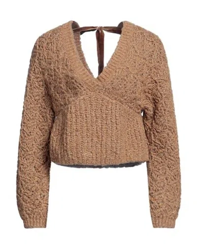 Momoní Woman Sweater Camel Size S Merino Wool, Polyamide, Alpaca Wool, Polyester In Beige