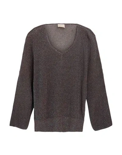 Momoní Woman Sweater Chocolate Brown Size L Viscose, Polyamide, Metallic Polyester