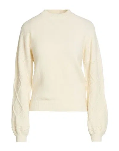 Momoní Woman Sweater Cream Size L Merino Wool, Polyamide, Elastane In White
