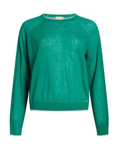 Momoní Woman Sweater Emerald Green Size Xs Cotton, Linen, Polyamide