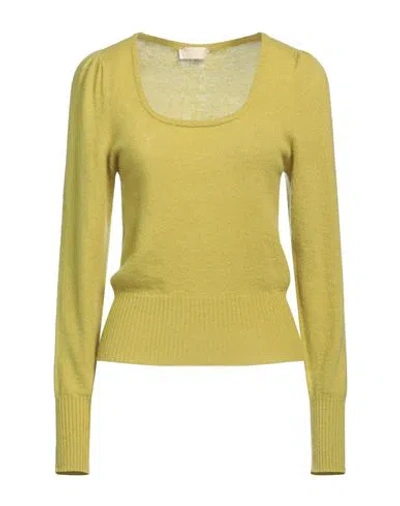 Momoní Woman Sweater Light Green Size M Polyamide, Merino Wool, Mohair Wool, Elastane In Yellow