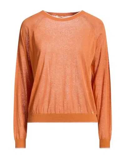 Momoní Woman Sweater Mandarin Size S Cotton, Linen, Polyamide In Orange