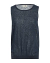 Momoní Woman Sweater Navy Size M Cotton, Linen, Polyamide, Viscose, Metallic Fiber
