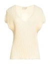 Momoní Woman Sweater Pastel Yellow Size M Cotton In White
