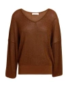 Momoní Woman Sweater Brown Size L Viscose, Polyamide, Metallic Polyester In Red