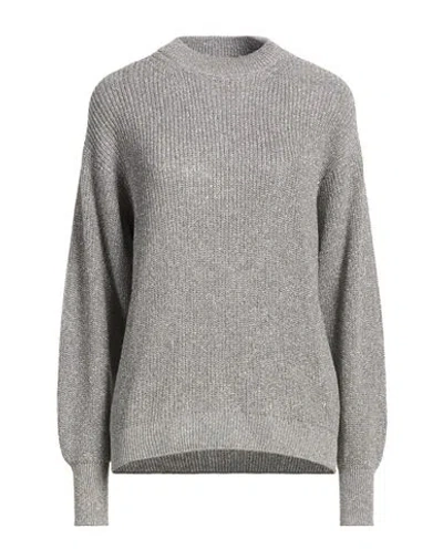 Momoní Woman Sweater Silver Size L Viscose, Metallic Fiber In Gray