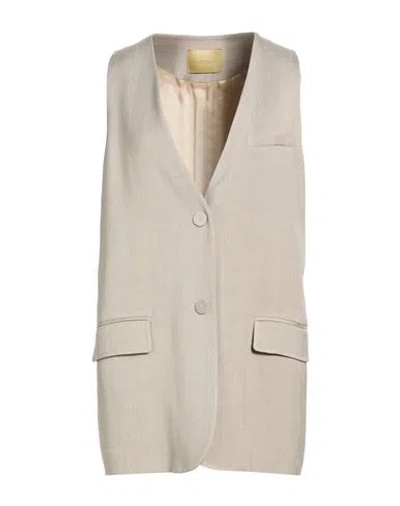 Momoní Woman Tailored Vest Sand Size 10 Viscose, Virgin Wool In Neutral