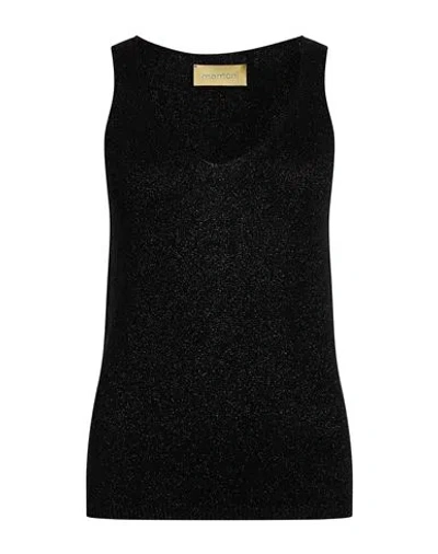 Momoní Woman Top Black Size M Viscose, Metallic Fiber
