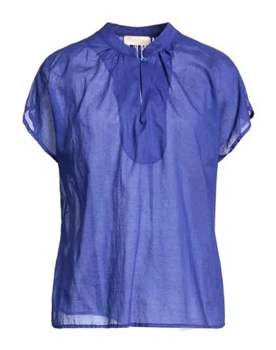 Momoní Woman Top Blue Size 4 Cotton In Animal Print