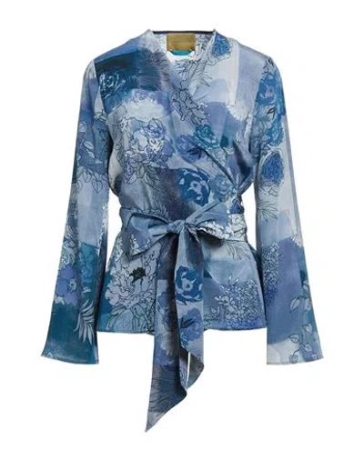 Momoní Woman Top Blue Size 8 Silk