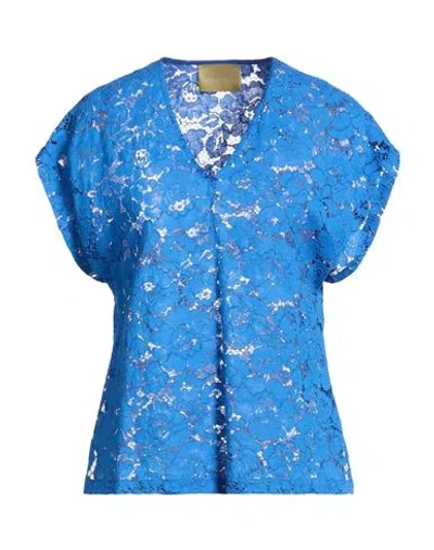 Momoní Woman Top Bright Blue Size 6 Polyamide, Cotton, Viscose In Multi