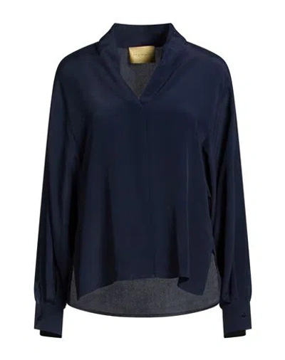 Momoní Woman Top Navy Size 10 Acetate, Silk In Blue