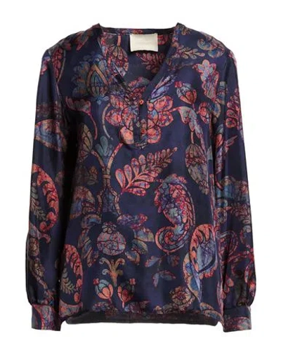 Momoní Woman Top Navy Size 4 Silk In Blue