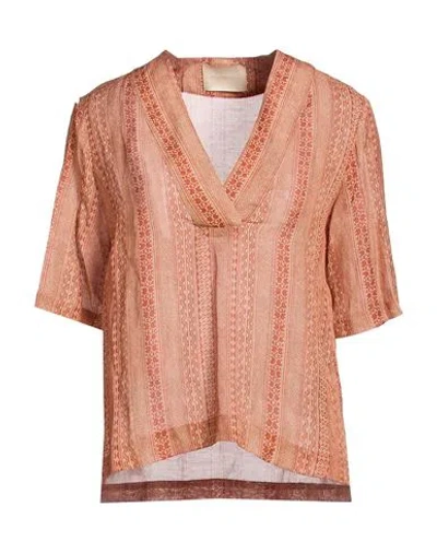 Momoní Woman Top Rust Size 8 Viscose, Linen In Brown