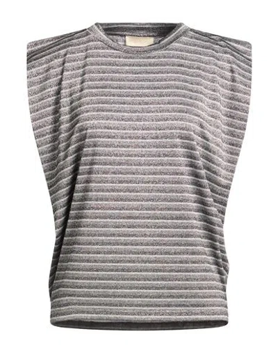 Momoní Woman Top Silver Size S Polyester, Viscose, Metallic Polyester, Polyamide, Elastane In Blue