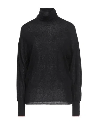 Momoní Woman Turtleneck Charcoal Size L Polyamide, Alpaca Wool, Wool, Viscose