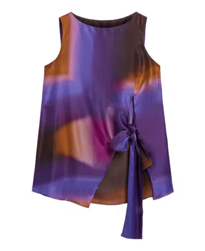 Momoní Women's Adjustable Fit Top With Boat Neckline And Front Split In Purple