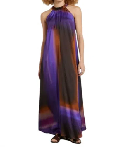 Momoní Yuca Long Sleeveless Dress In Iris/caramello In Multi