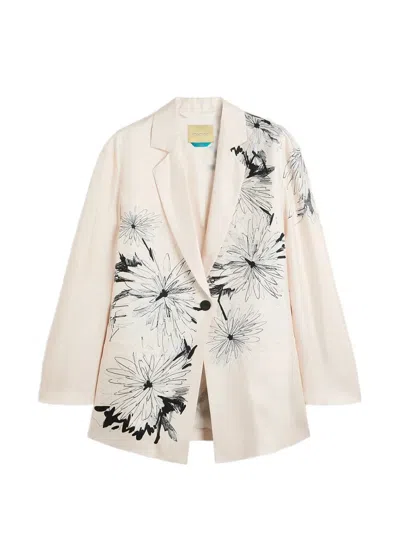 Momoní Zuni Floral-print Blazer In Neutral