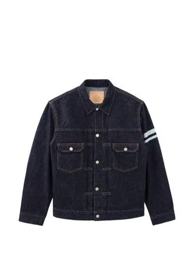 Momotaro Classic Stripe-detail Denim Jacket In Blue