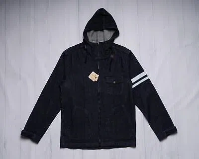 Pre-owned Momotaro Jeans $325 Gtb Blue Indigo Pique Cotton Zip Up Hoodie 03-183 (40 Jp) M