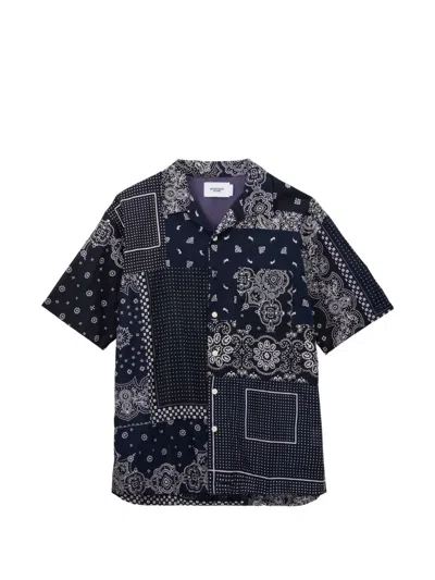 Momotaro Paisley -print Patchwork Shirt In Blue