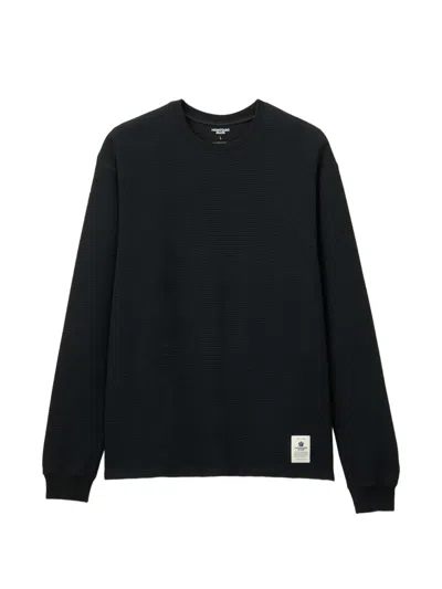 Momotaro Waffle-knit Long-sleeve T-shirt In Black