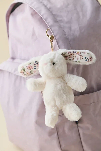 Mon Ami Faith Fluffy Bunny Plushie Bag Charm In White At Urban Outfitters In Multi