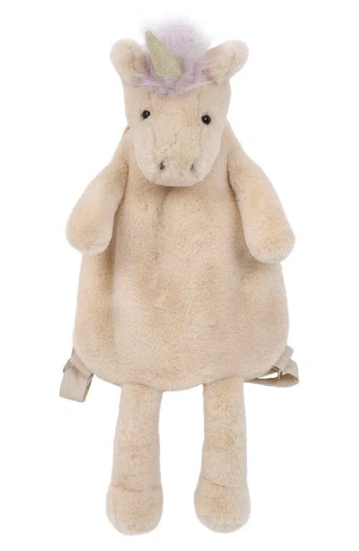 Mon Ami Kids' Luna Unicorn Plush Backpack In Biege/pink