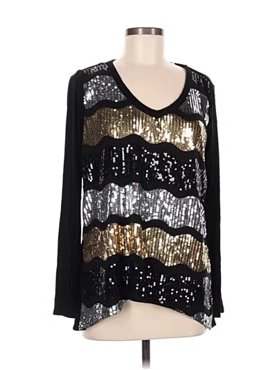 Pre-owned Mon Ami Long Sleeve Blouse In Black