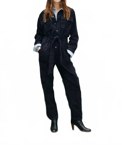 Mon & Pau Suede Worker Jumpsuit In Classic Navy