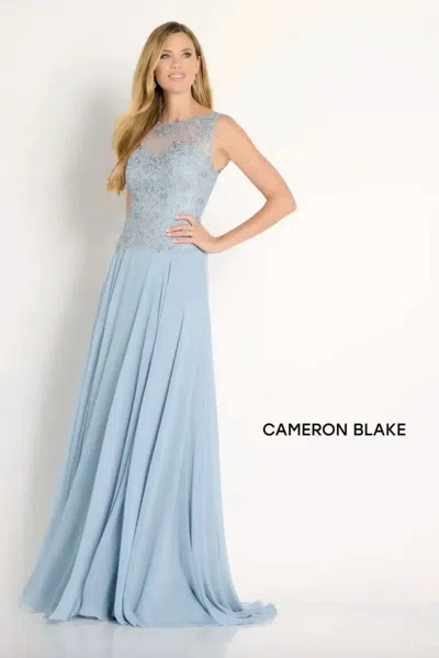 Mon Cheri Chiffon A-line Dress In Blue Haze