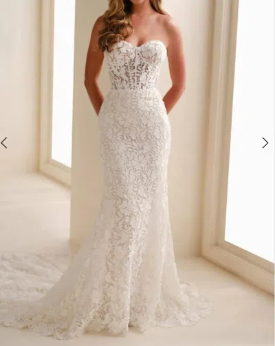 Mon Cheri Enchanting Strapless Sweetheart Neck Dress In Ivory In White