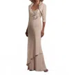 Mon Cheri Montage Long Dress In Stone In White