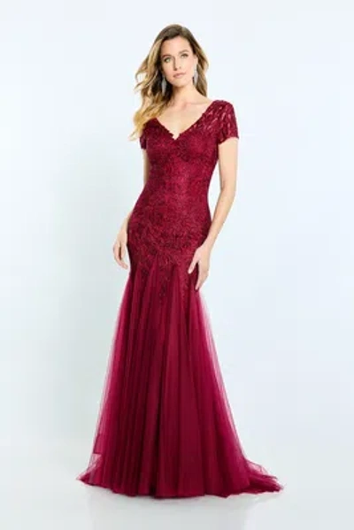 Pre-owned Mon Cheri Montage M501 Evening Dress Lowest Price Guarantee Authentic In Garnet