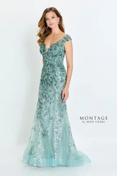 Pre-owned Mon Cheri Montage M522 Evening Dress Lowest Price Guarantee Authentic In Sage
