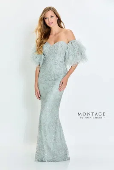 Pre-owned Mon Cheri Montage M525 Evening Dress Lowest Price Guarantee Authentic In Lt Sage