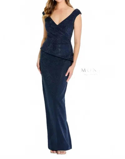 Mon Cheri Off The Shoulder Dress In Navy In Blue