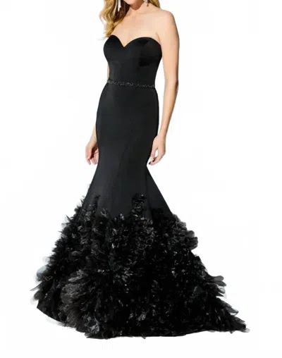 Mon Cheri Sweetheart Mermaid Gown In Black