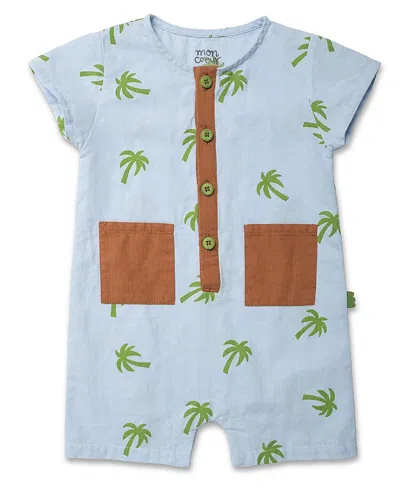 Mon Coeur Boys' Linen Palm Tree Pocket Baby Romper - Baby, Little Kid In Blue