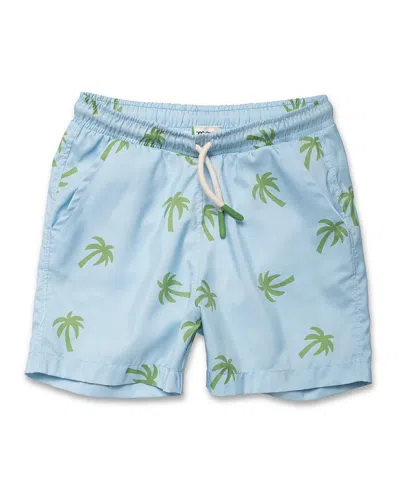 Mon Coeur Boys' Recycled Palm Tree Swim Trunk - Baby, Little Kid In Blue