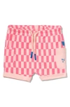 Mon Coeur Babies'  Cotton Shorts In Pinkesque/checkered